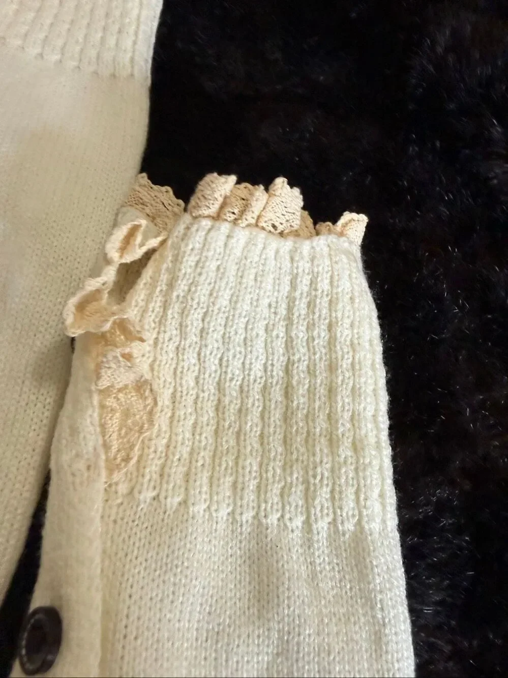 Buttoned Leg Warmers boot socks one size lace edge country warmth country
